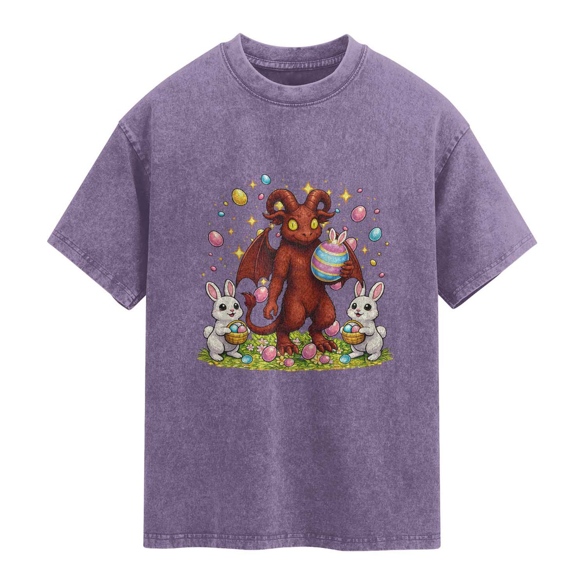 Jersey Devil Easter Egg Hunt Washed Cotton T-Shirt Funny Pine Barrens Folklore Gift