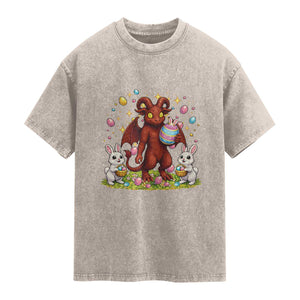 Jersey Devil Easter Egg Hunt Washed Cotton T-Shirt Funny Pine Barrens Folklore Gift