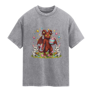 Jersey Devil Easter Egg Hunt Washed Cotton T-Shirt Funny Pine Barrens Folklore Gift