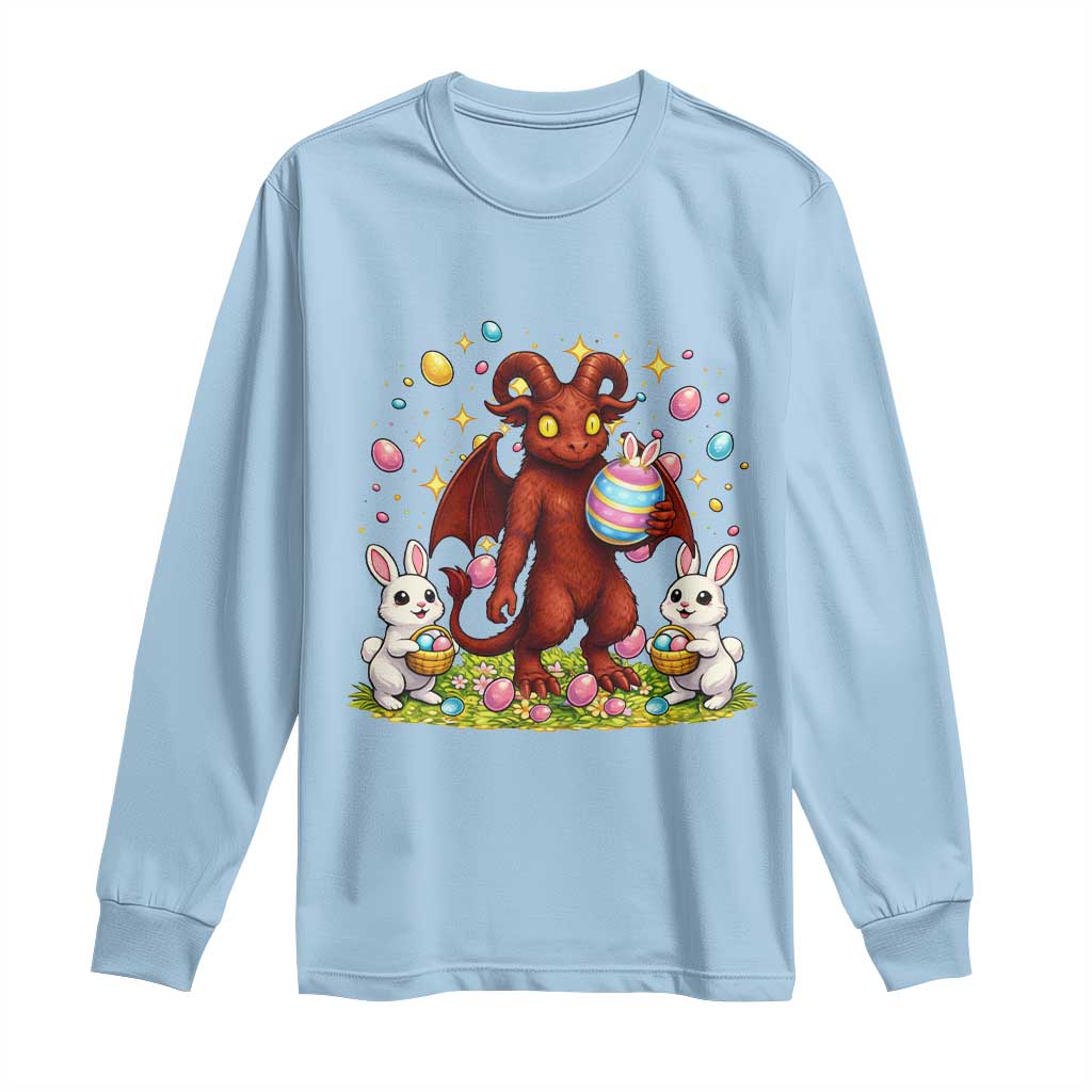 Jersey Devil Easter Egg Hunt Long Sleeve Shirt Funny Pine Barrens Folklore Gift TS12 Light Blue Print Your Wear