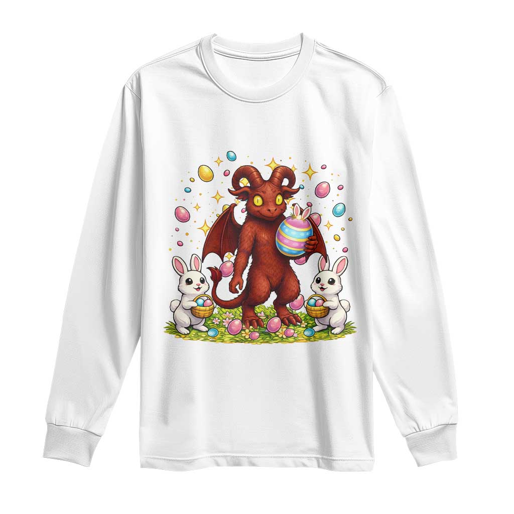 Jersey Devil Easter Egg Hunt Long Sleeve Shirt Funny Pine Barrens Folklore Gift TS12 White Print Your Wear