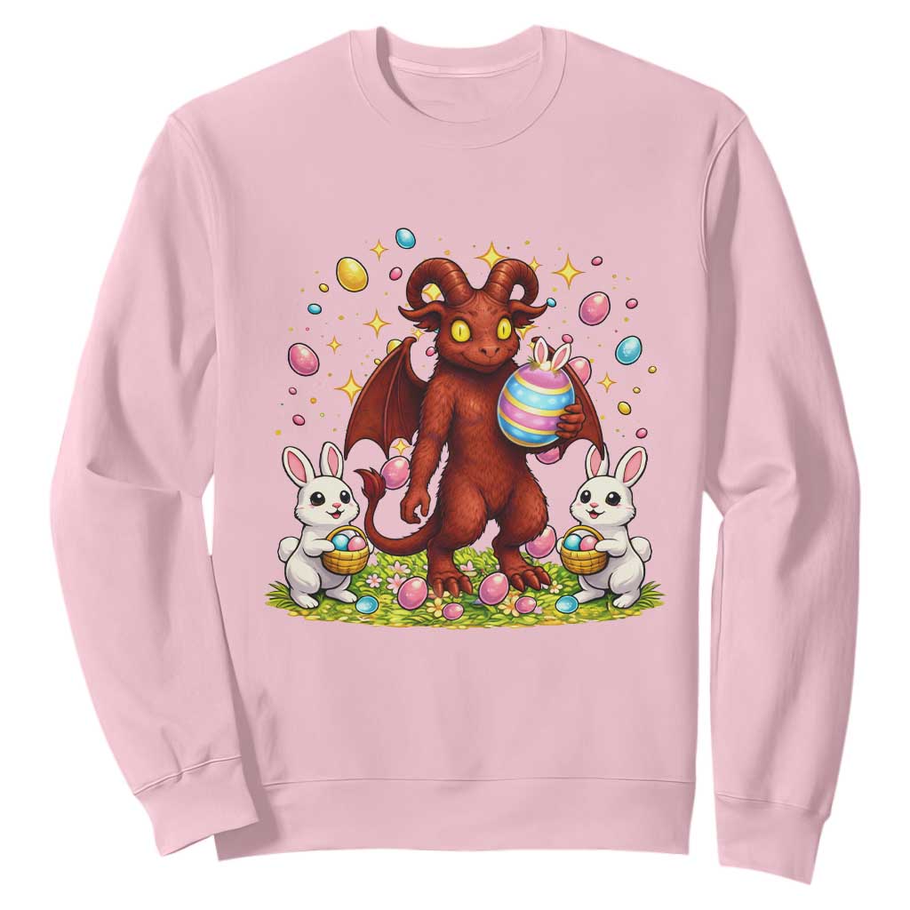 Jersey Devil Easter Egg Hunt Sweatshirt Funny Pine Barrens Folklore Gift TS12 Light Pink Print Your Wear