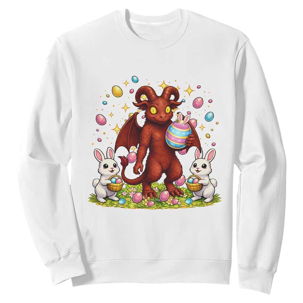 Jersey Devil Easter Egg Hunt Sweatshirt Funny Pine Barrens Folklore Gift TS12 White Print Your Wear