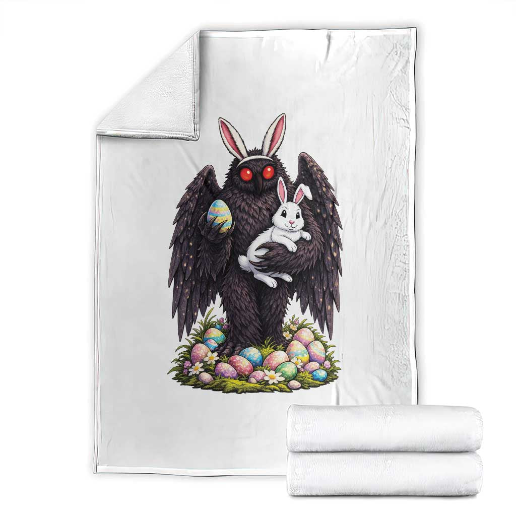 Funny Mothman Bunny Ears Throw Blanket Point Pleasant Cryptid Lover Gift TS12 Black Print Your Wear