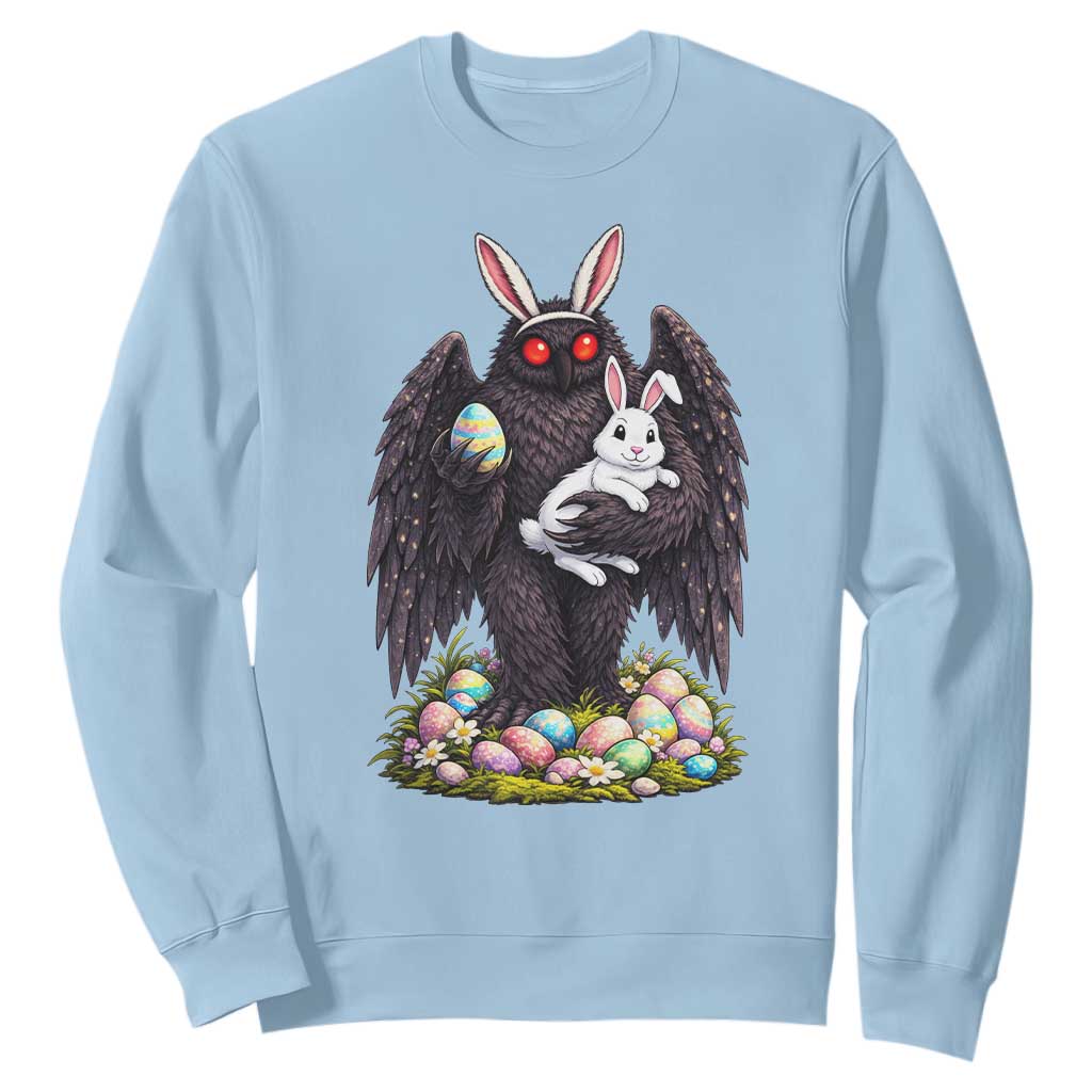 Funny Mothman Bunny Ears Sweatshirt Point Pleasant Cryptid Lover Gift TS12 Light Blue Print Your Wear