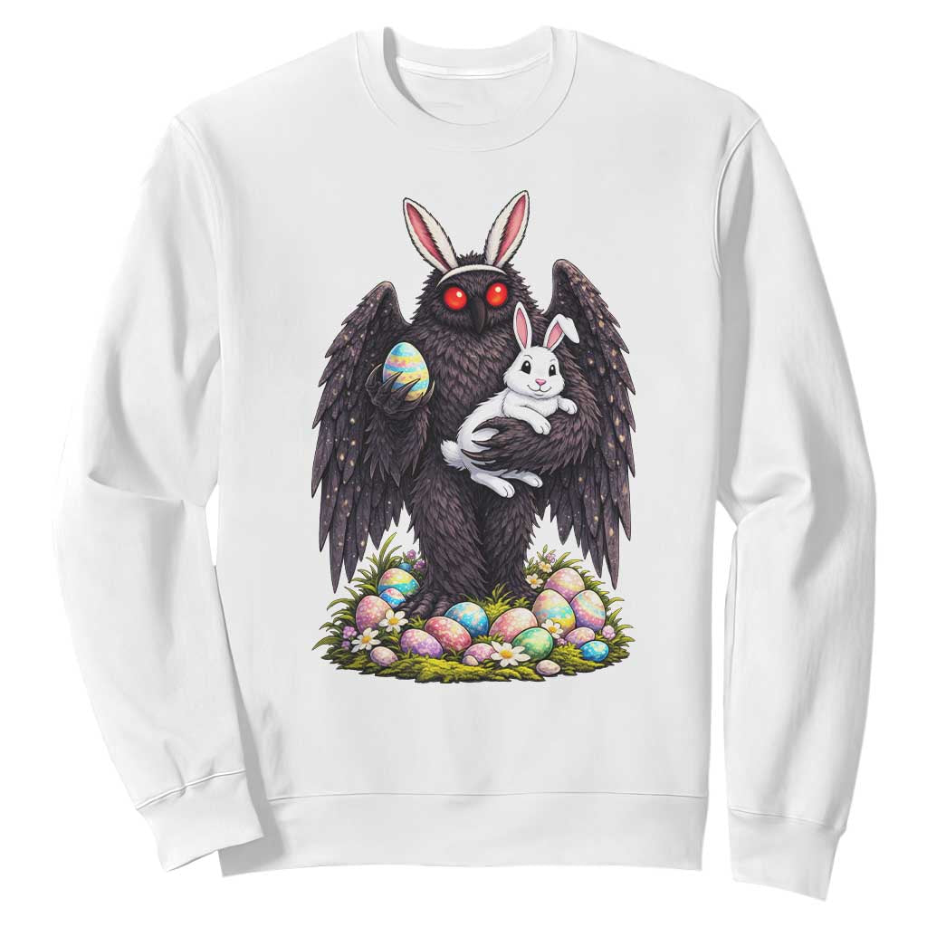 Funny Mothman Bunny Ears Sweatshirt Point Pleasant Cryptid Lover Gift TS12 White Print Your Wear