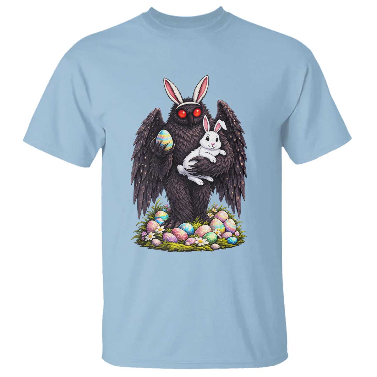 Funny Mothman Bunny Ears T Shirt Point Pleasant Cryptid Lover Gift TS12 Light Blue Print Your Wear