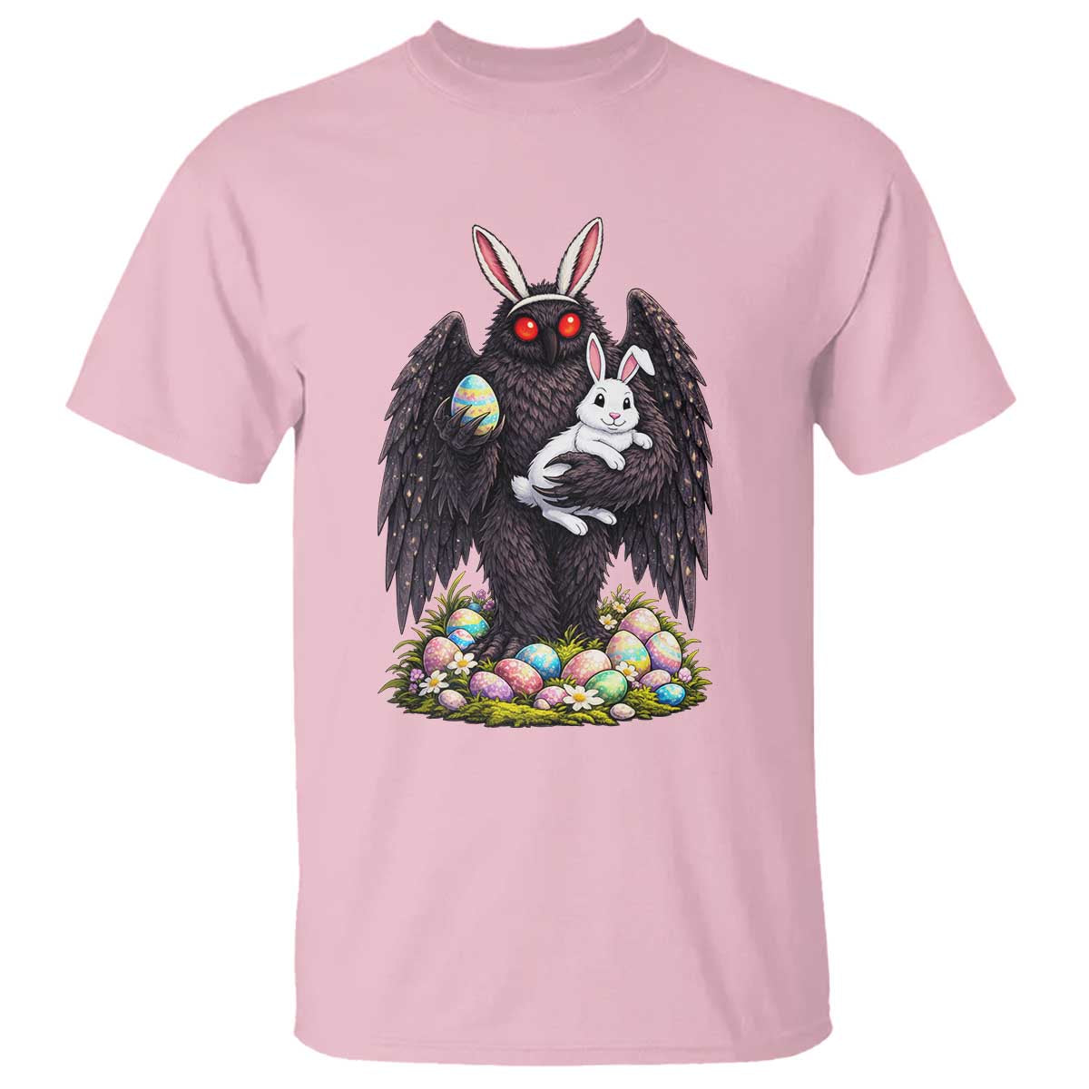 Funny Mothman Bunny Ears T Shirt Point Pleasant Cryptid Lover Gift TS12 Light Pink Print Your Wear