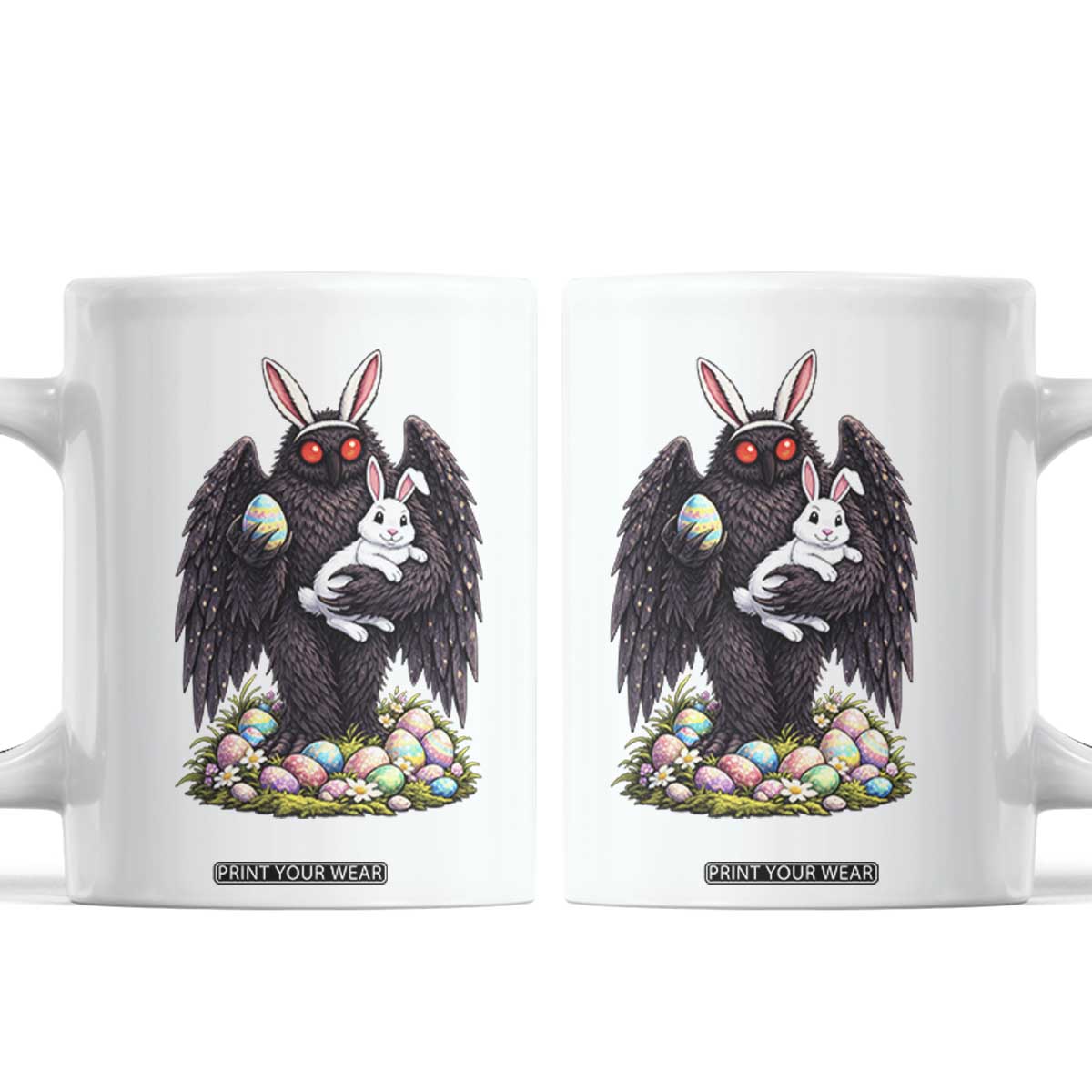 Funny Mothman Bunny Ears Coffee Mug Point Pleasant Cryptid Lover Gift TS12 White Print Your Wear