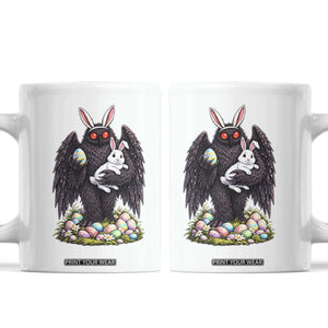 Funny Mothman Bunny Ears Coffee Mug Point Pleasant Cryptid Lover Gift TS12 White Print Your Wear
