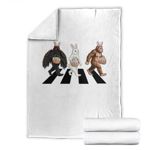 Funny Easter Bunny Bigfoot Mothman Throw Blanket Cryptid Lover Gift TS12 White Print Your Wear