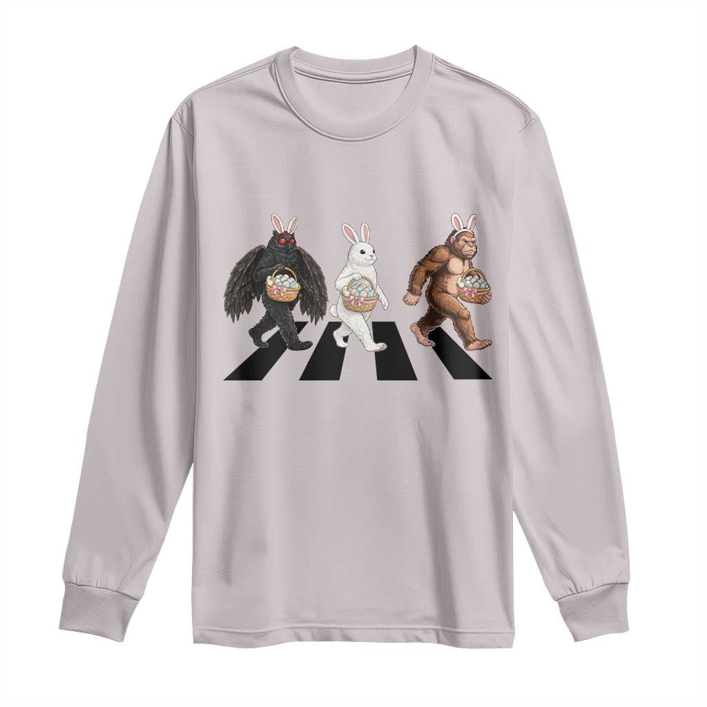 Funny Easter Bunny Bigfoot Mothman Long Sleeve Shirt Cryptid Lover Gift TS12 Ice Gray Print Your Wear