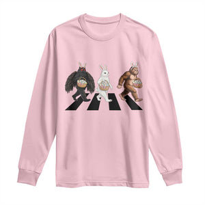 Funny Easter Bunny Bigfoot Mothman Long Sleeve Shirt Cryptid Lover Gift TS12 Light Pink Print Your Wear