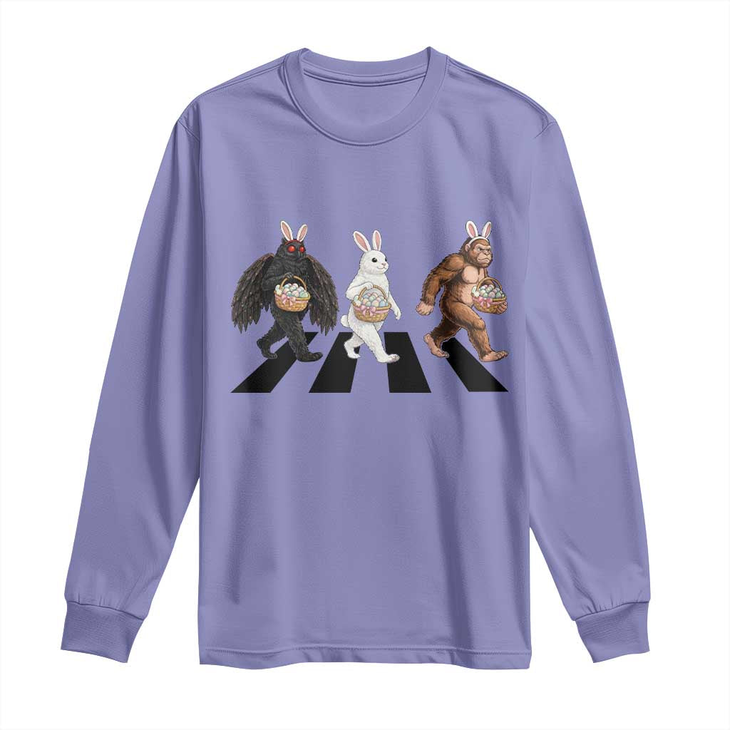 Funny Easter Bunny Bigfoot Mothman Long Sleeve Shirt Cryptid Lover Gift TS12 Violet Print Your Wear