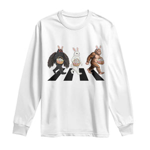 Funny Easter Bunny Bigfoot Mothman Long Sleeve Shirt Cryptid Lover Gift TS12 White Print Your Wear
