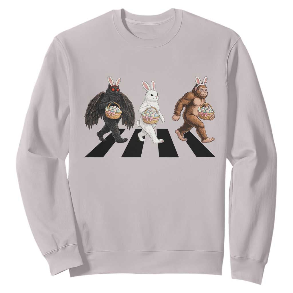Funny Easter Bunny Bigfoot Mothman Sweatshirt Cryptid Lover Gift TS12 Ice Gray Print Your Wear