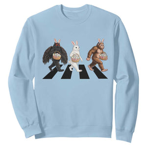 Funny Easter Bunny Bigfoot Mothman Sweatshirt Cryptid Lover Gift TS12 Light Blue Print Your Wear
