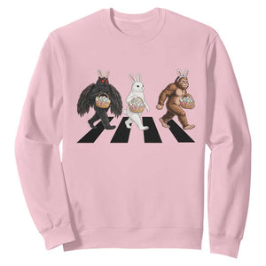 Funny Easter Bunny Bigfoot Mothman Sweatshirt Cryptid Lover Gift TS12 Light Pink Print Your Wear