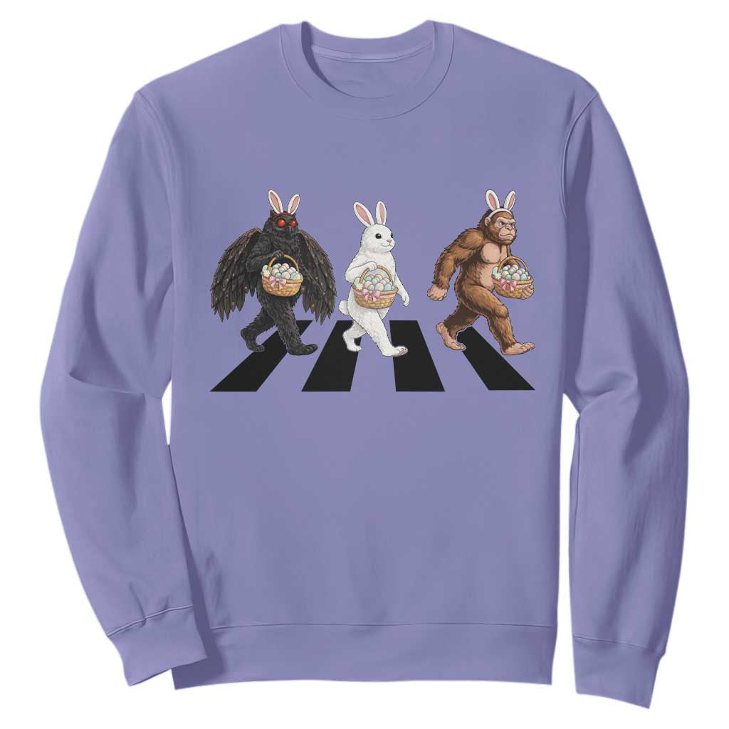Funny Easter Bunny Bigfoot Mothman Sweatshirt Cryptid Lover Gift TS12 Violet Print Your Wear