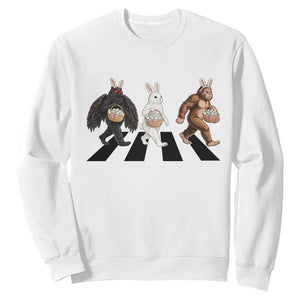 Funny Easter Bunny Bigfoot Mothman Sweatshirt Cryptid Lover Gift TS12 White Print Your Wear