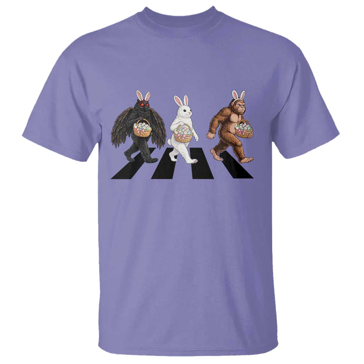 Funny Easter Bunny Bigfoot Mothman T Shirt Cryptid Lover Gift TS12 Violet Print Your Wear