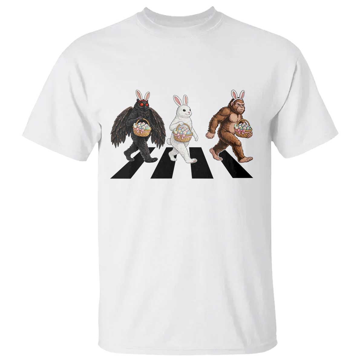 Funny Easter Bunny Bigfoot Mothman T Shirt Cryptid Lover Gift TS12 White Print Your Wear