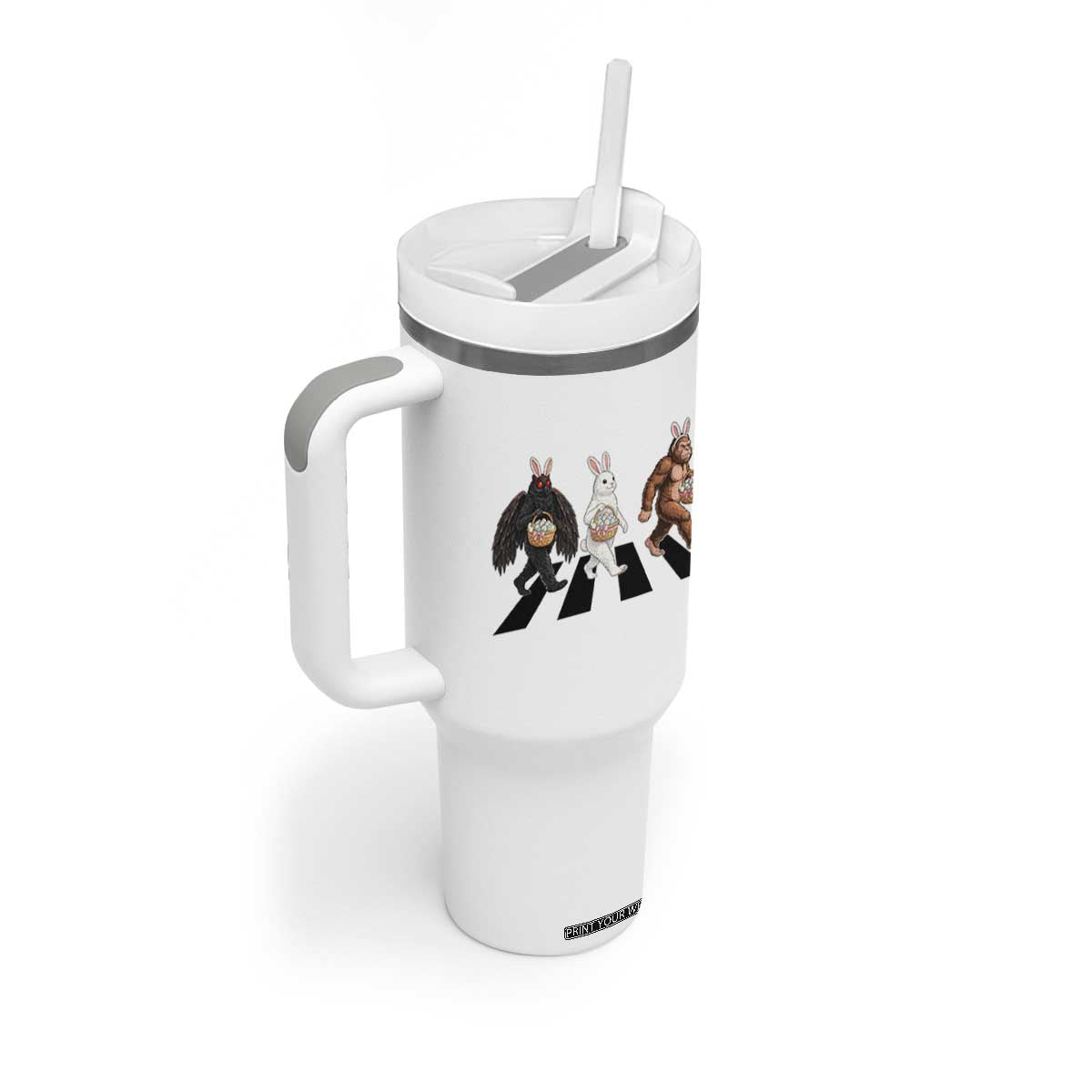 Funny Easter Bunny Bigfoot Mothman Tumbler With Handle Cryptid Lover Gift TS12 Print Your Wear