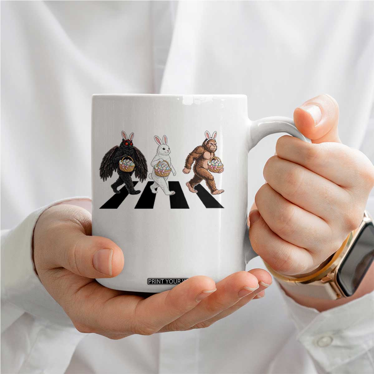 Funny Easter Bunny Bigfoot Mothman Coffee Mug Cryptid Lover Gift TS12 Print Your Wear