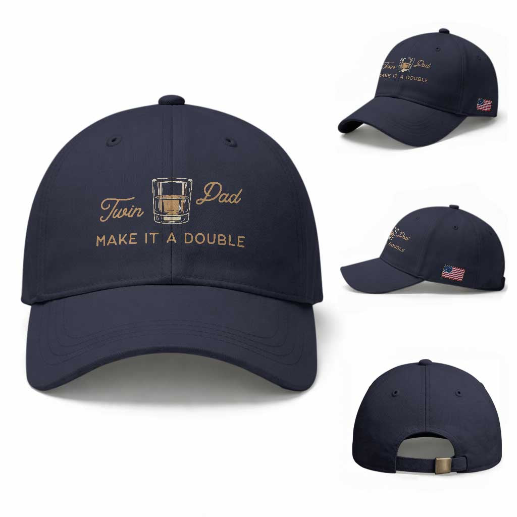 Make It A Double Twin Dad Baseball Cap Expecting Fathers Day Gift TS12 Baseball Cap Universal Fit Navy Print Your Wear