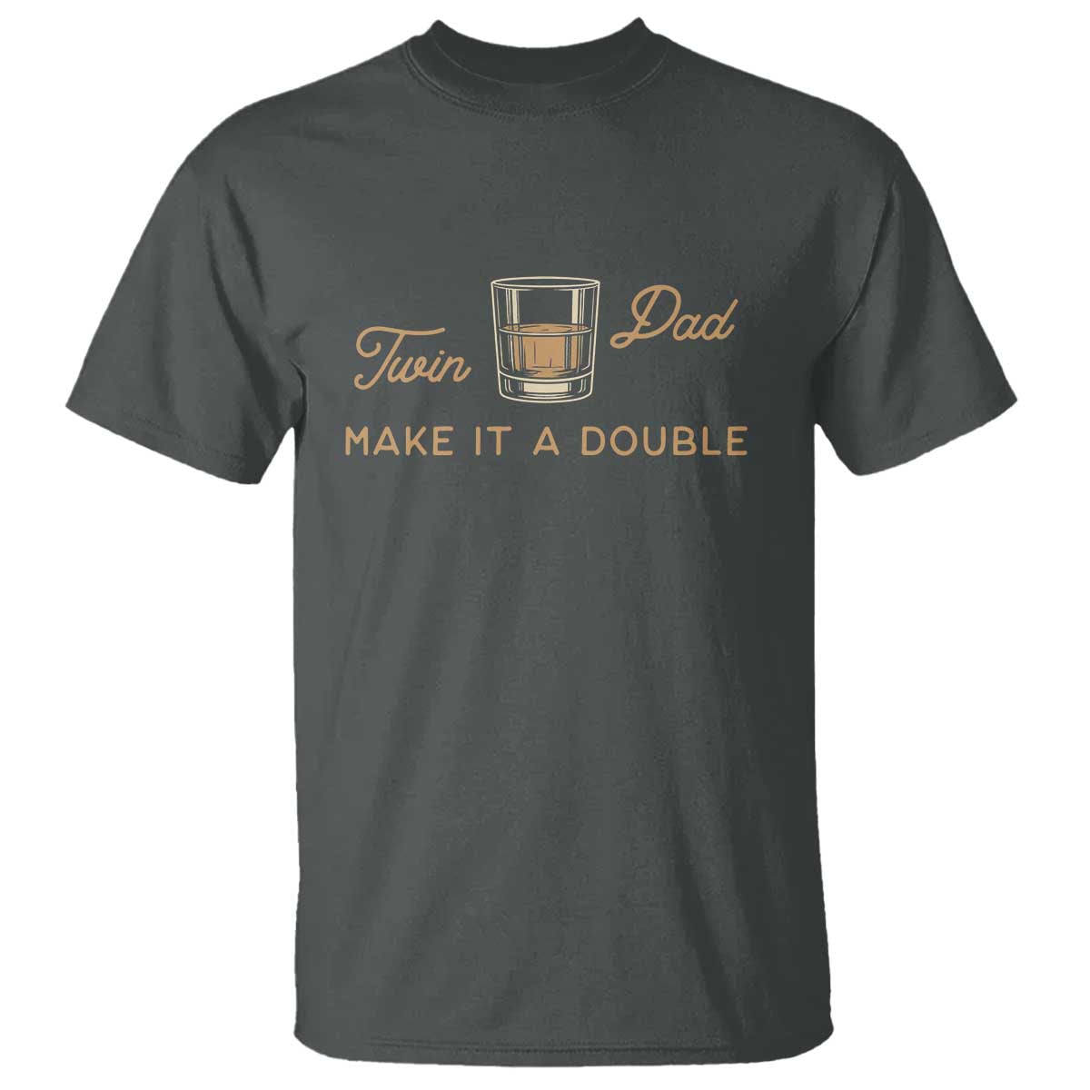 Make It A Double Twin Dad T Shirt Expecting Fathers Day Gift TS12 Dark Heather Print Your Wear