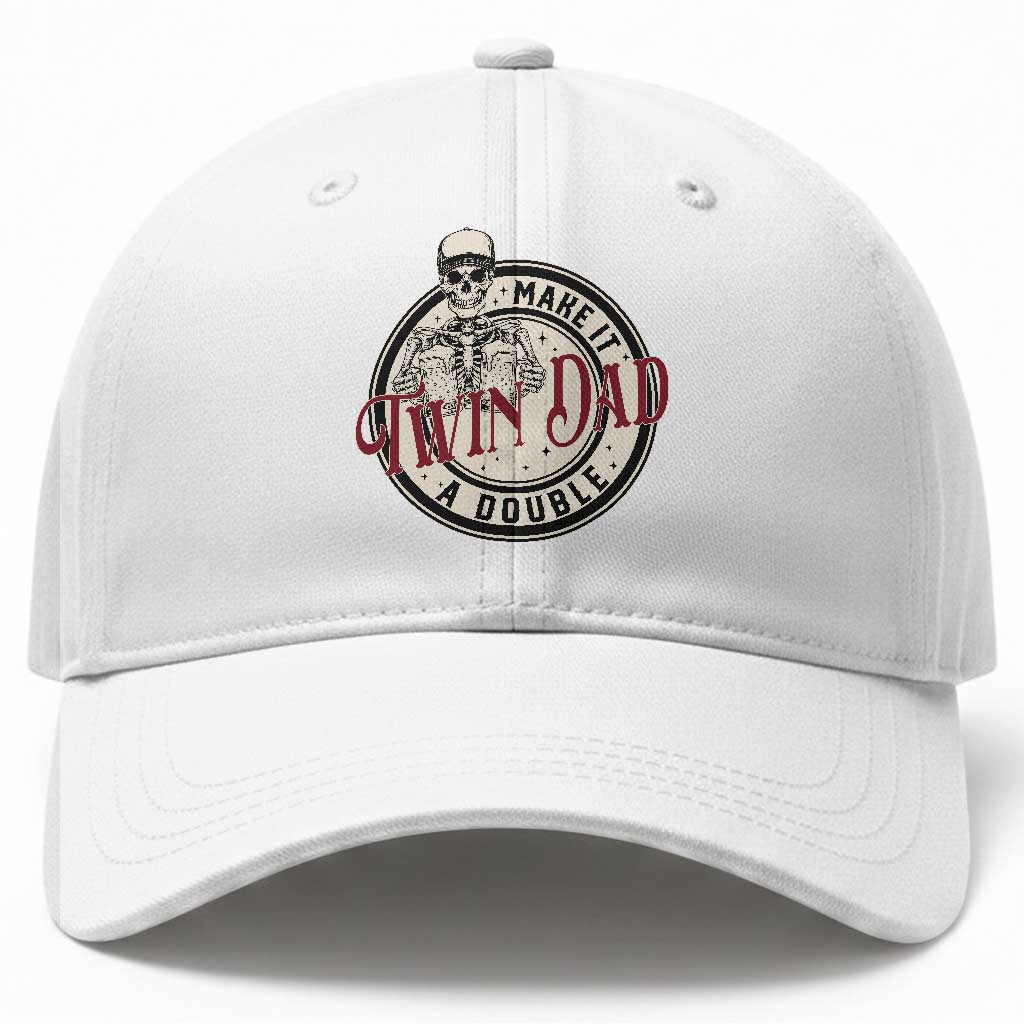 Funny Skeleton Twin Dad Make It A Double Baseball Cap Expecting Fathers Day Gift TS12 Print Your Wear