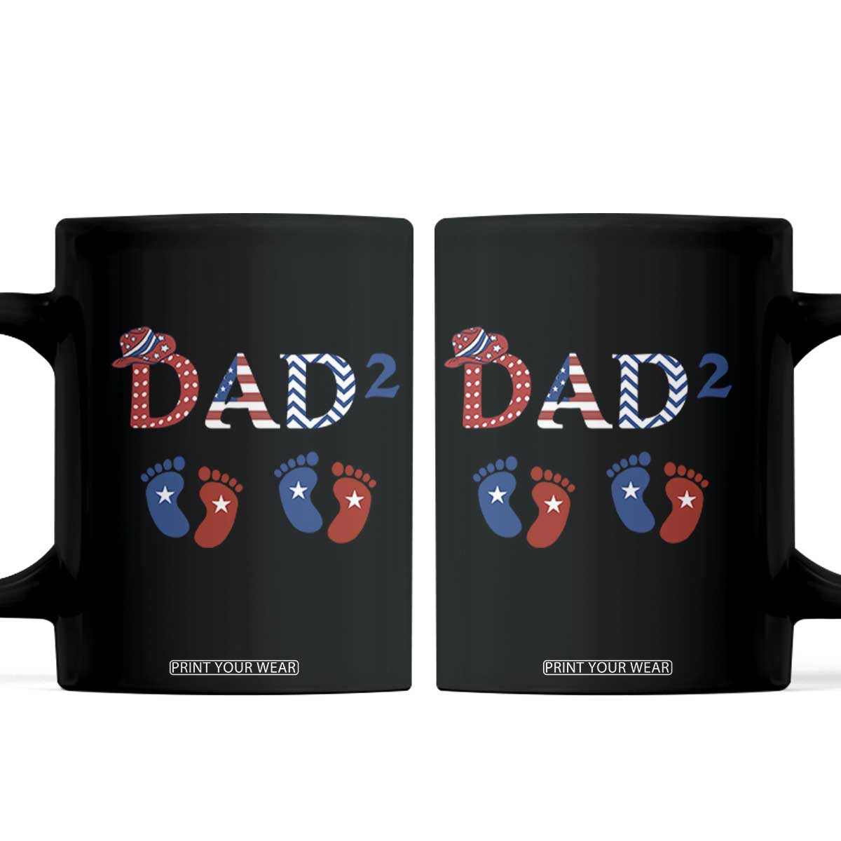 Patriotic Twin Dad American Flag Coffee Mug Father Of Twins USA Gift TS12 Black Print Your Wear