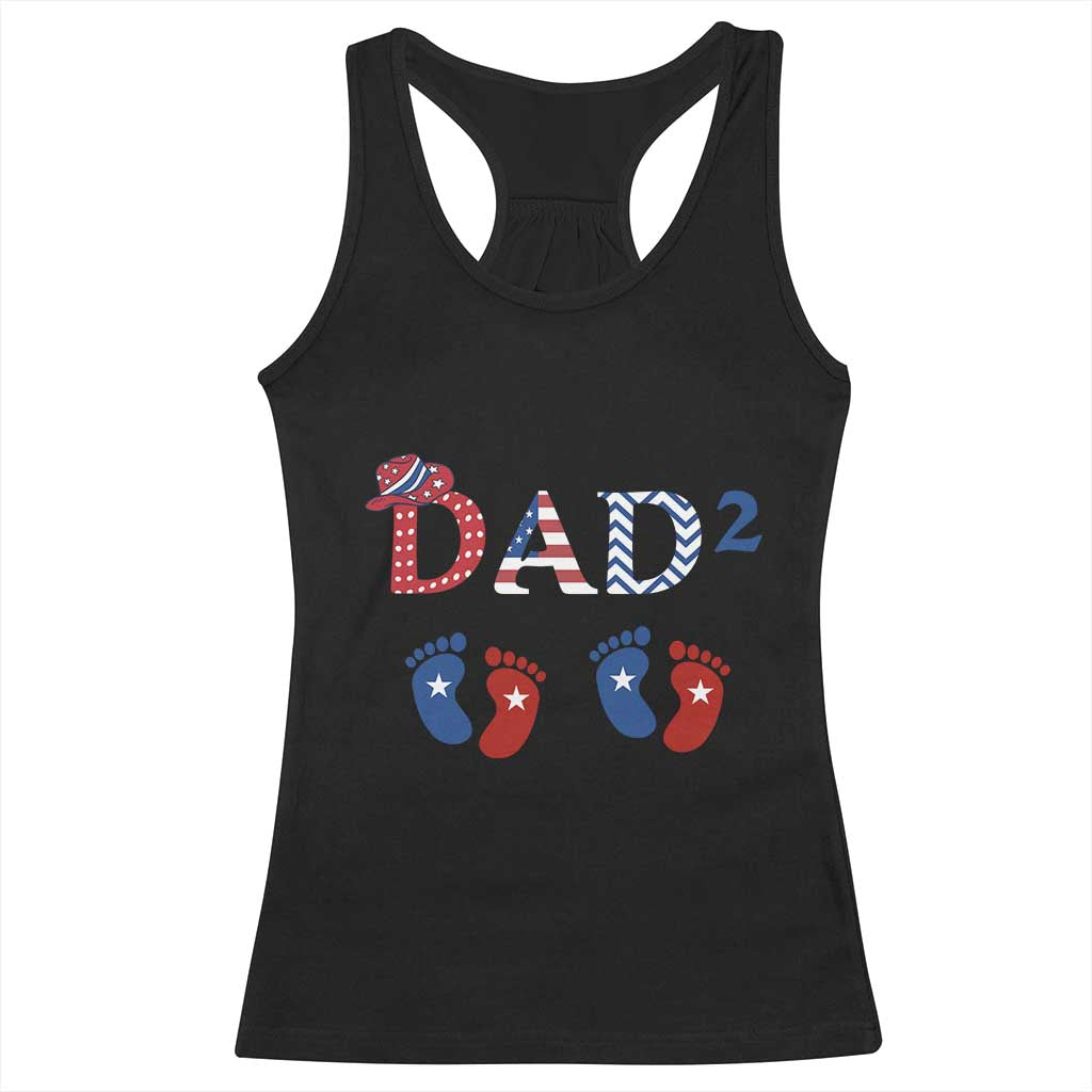 Patriotic Twin Dad American Flag Racerback Tank Top Father Of Twins USA Gift TS12 Black Print Your Wear