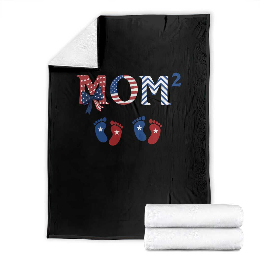 Patriotic Twin Mom Announcement American Flag Gift Throw Blanket TS12 Black Print Your Wear