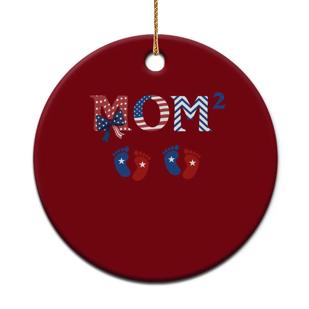 Patriotic Twin Mom Announcement American Flag Gift Ceramic Ornament TS12 1pc Red Print Your Wear