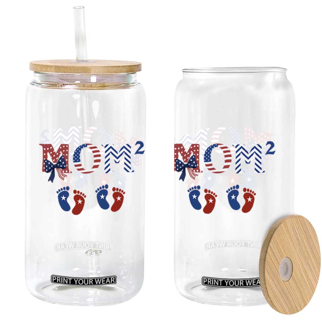Patriotic Twin Mom Announcement American Flag Gift Glass Can TS12 Print Your Wear