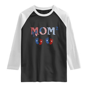 Patriotic Twin Mom Announcement American Flag Gift Raglan Shirt TS12 Black White Print Your Wear