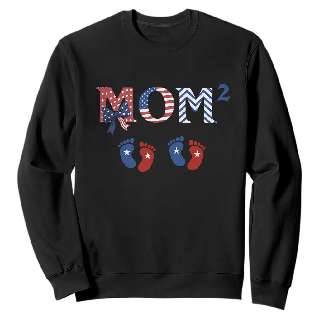 Patriotic Twin Mom Announcement American Flag Gift Sweatshirt TS12 Black Print Your Wear