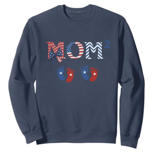 Patriotic Twin Mom Announcement American Flag Gift Sweatshirt TS12 Navy Print Your Wear