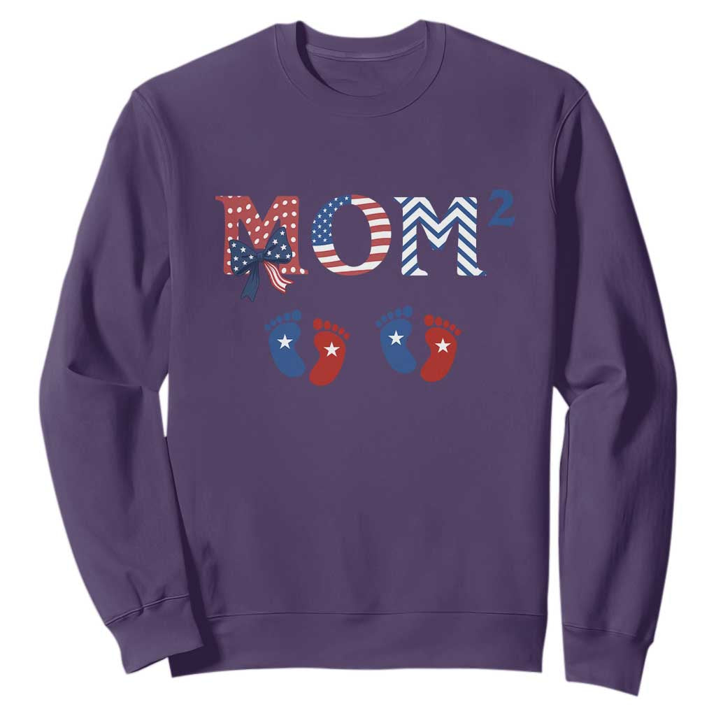Patriotic Twin Mom Announcement American Flag Gift Sweatshirt TS12 Purple Print Your Wear