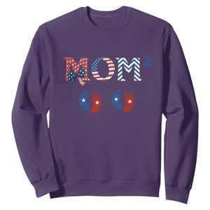 Patriotic Twin Mom Announcement American Flag Gift Sweatshirt TS12 Purple Print Your Wear