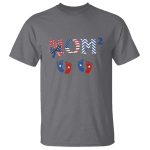 Patriotic Twin Mom Announcement American Flag Gift T Shirt TS12 Charcoal Print Your Wear