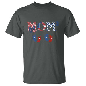Patriotic Twin Mom Announcement American Flag Gift T Shirt TS12 Dark Heather Print Your Wear