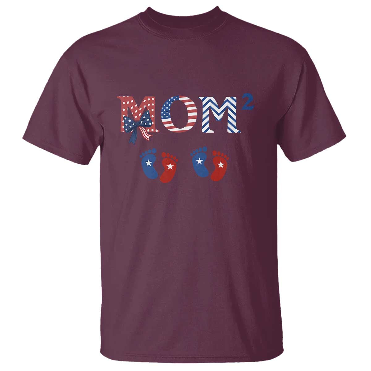 Patriotic Twin Mom Announcement American Flag Gift T Shirt TS12 Maroon Print Your Wear