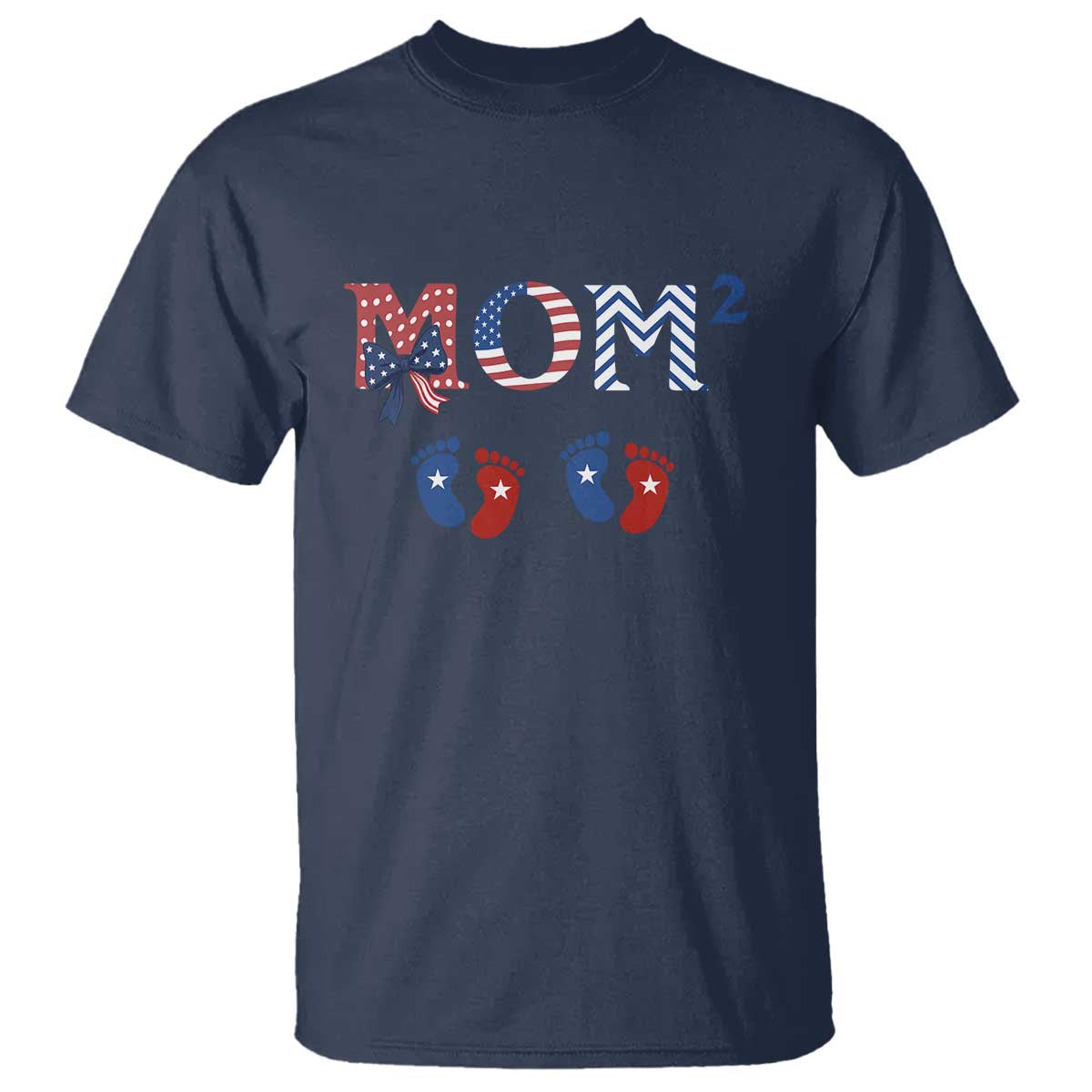 Patriotic Twin Mom Announcement American Flag Gift T Shirt TS12 Navy Print Your Wear