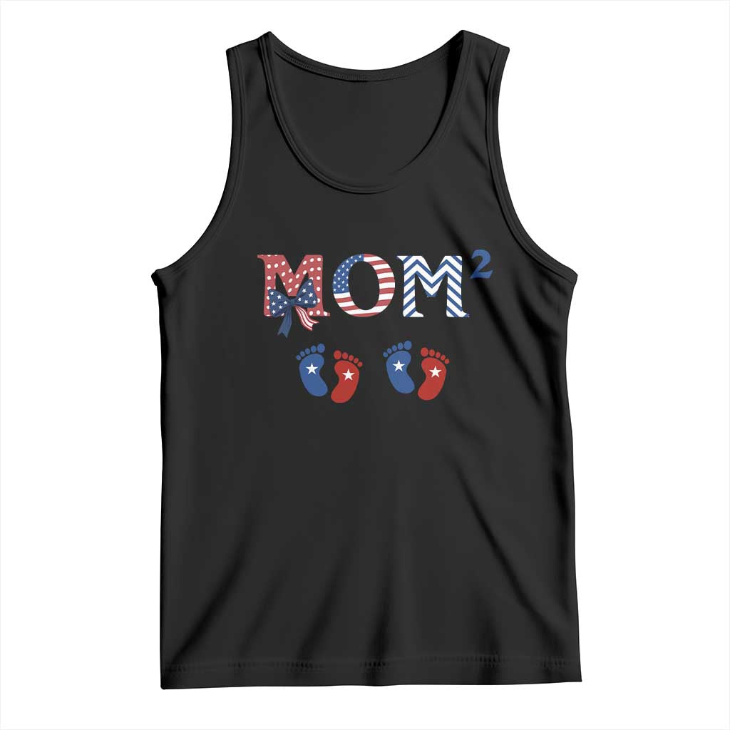 Patriotic Twin Mom Announcement American Flag Gift Tank Top TS12 Black Print Your Wear