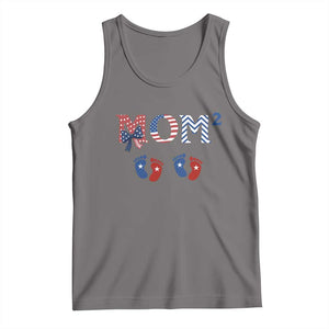 Patriotic Twin Mom Announcement American Flag Gift Tank Top TS12 Deep Heather Print Your Wear
