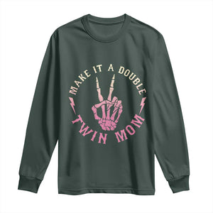 Twin Mom Long Sleeve Shirt Make It A Double Expecting Twins Mothers Day TS12 Dark Forest Green Print Your Wear