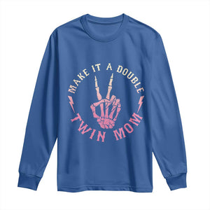 Twin Mom Long Sleeve Shirt Make It A Double Expecting Twins Mothers Day TS12 Royal Blue Print Your Wear
