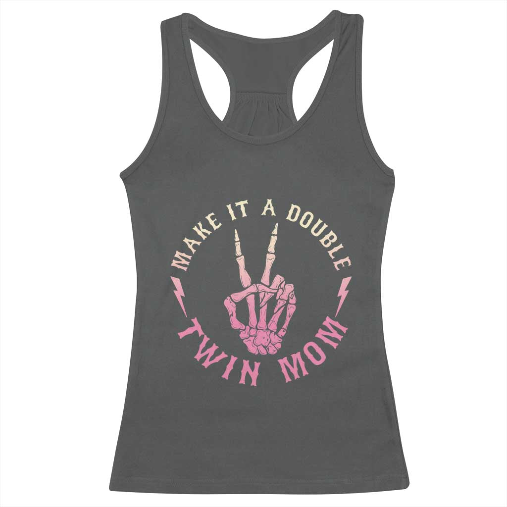 Twin Mom Racerback Tank Top Make It A Double Expecting Twins Mothers Day TS12 Dark Heather Print Your Wear